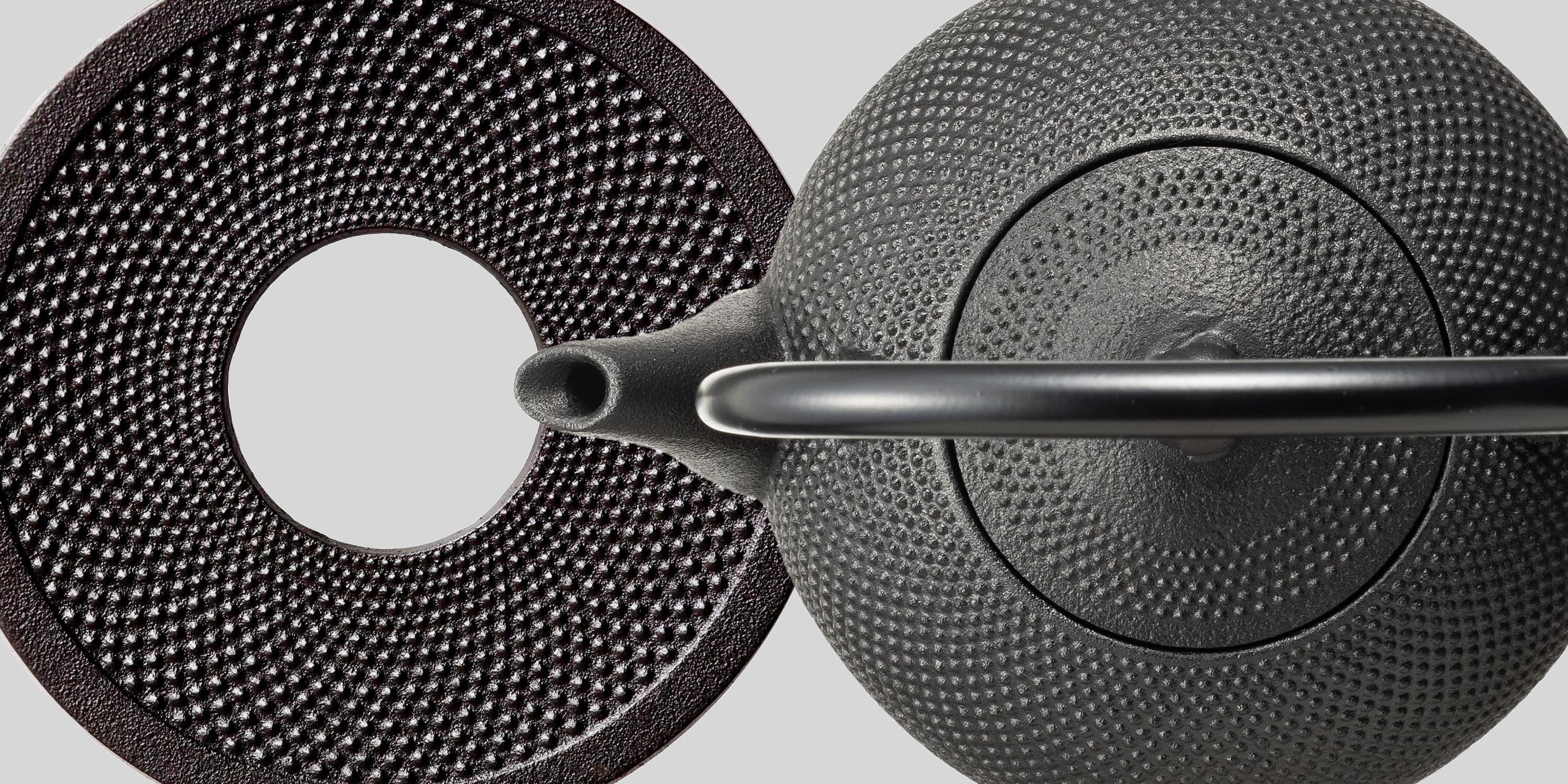 鉄瓶なつめ形アラレ0.75Lと瓶敷アラレ14cm